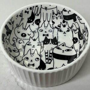 Signature Ceramic Cat Bowl for Small Size Cats 5” Round × 2” Tall Cat Food New